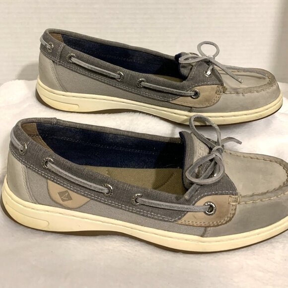 Sperry Women's Leather Angelfish Gray Mesh Boat Shoes Sz 7 M - Picture 3 of 9